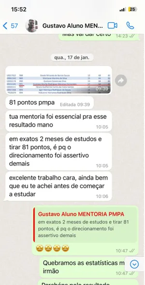 Depoimento de aluno 2 — Simulados PMPI